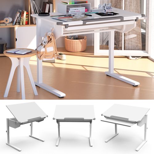 Bureau Pour Enfants Arc 49357 Blanc 108x68cm Réglable En Hauteur