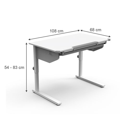 Bureau Pour Enfants Arc 49357 Blanc 108x68cm Réglable En Hauteur