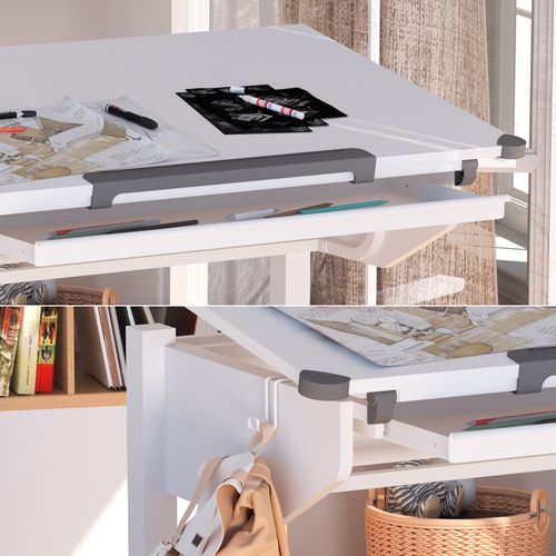 Bureau Pour Enfants Arc 49357 Blanc 108x68cm Réglable En Hauteur