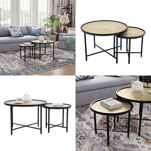 Set De Tables Basses Winnipeg 49372 Bois 62x62cm 2 Pièces