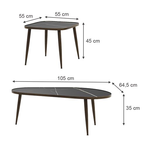 Set De Tables Basses Manitoba 49373 Noir 105x64.5cm 2 Pièces