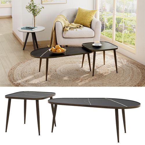 Set De Tables Basses Manitoba 49373 Noir 105x64.5cm 2 Pièces