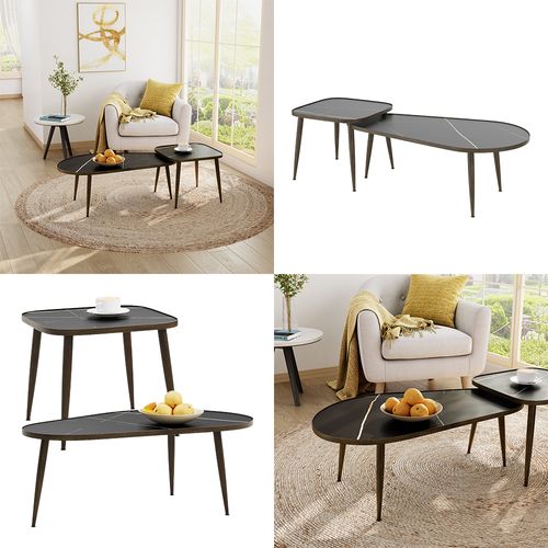 Set De Tables Basses Manitoba 49373 Noir 105x64.5cm 2 Pièces