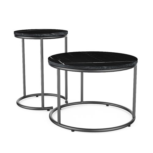 Set De Tables Basses Ottawa 49375 Marbre Noir 55x55cm 2 Parties