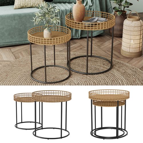 Set De Tables Basses Brunswick 49378 Bois 44x44cm Avec Support