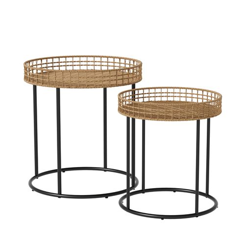 Set De Tables Basses Brunswick 49378 Bois 44x44cm Avec Support