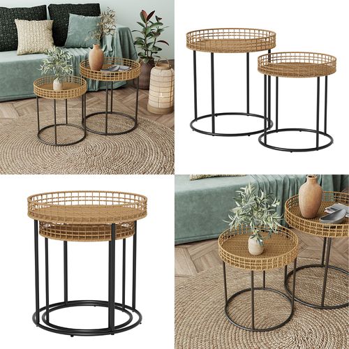 Set De Tables Basses Brunswick 49378 Bois 44x44cm Avec Support