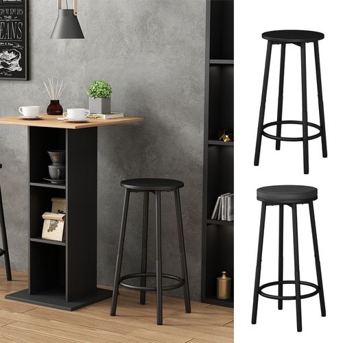 Tabouret De Bar Edmonton 49414 Noir 31.5x64cm 2 Pièces