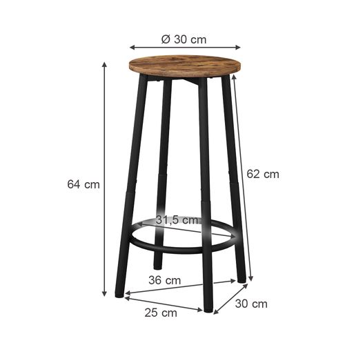 Tabouret De Bar Edmonton 49415 Chêne Rustique 31.5x64cm 2 Pièces