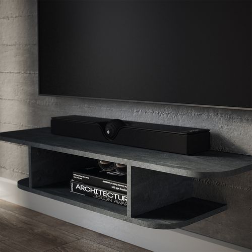 Meuble TV Lorio 49520 Béton Noir 105x18.2cm Avec Compartiments Ouverts