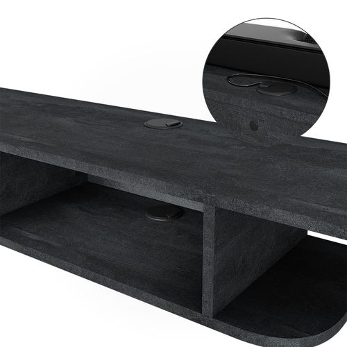 Meuble TV Lorio 49520 Béton Noir 105x18.2cm Avec Compartiments Ouverts