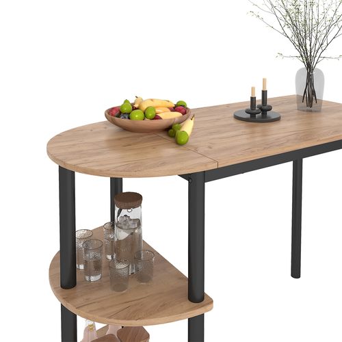 Table De Cuisine Freetown, Chêne Doré/noir, 110x50cm Avec Étagères Ouvertes