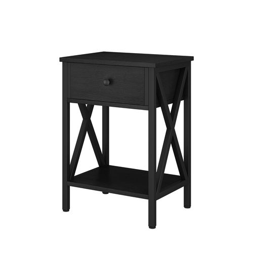 Table De Chevet Keno 49817 Noir 40x55cm Avec Tiroir