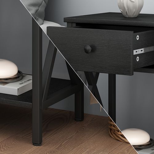 Table De Chevet Keno 49817 Noir 40x55cm Avec Tiroir