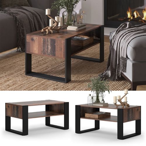 Table Basse Olli 49990 Bois Antique 92x52.4cm Avec Tablette