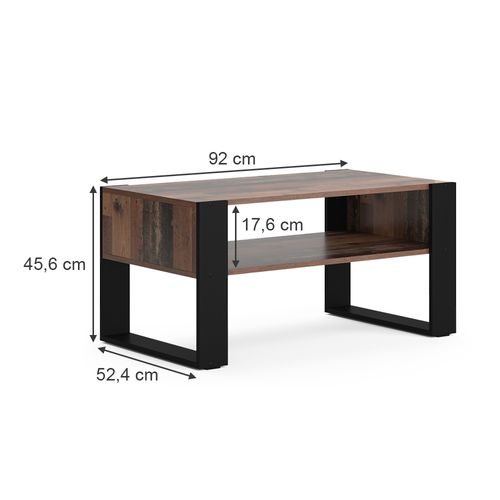 Table Basse Olli 49990 Bois Antique 92x52.4cm Avec Tablette