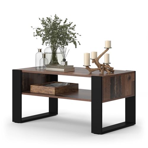 Table Basse Olli 49990 Bois Antique 92x52.4cm Avec Tablette