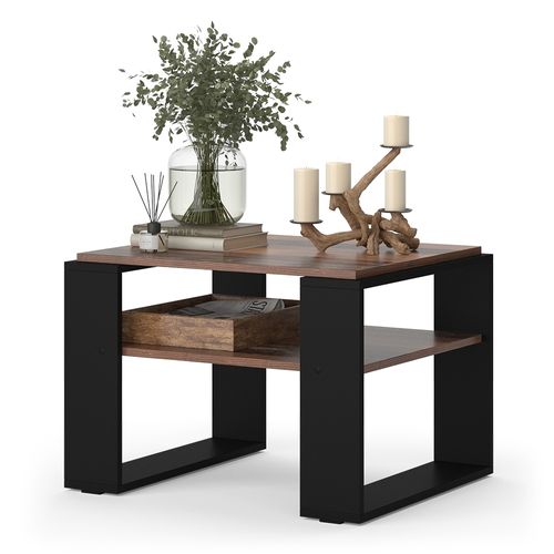 Table Basse Helm 49993 Bois Antique 65.6x55.8cm Avec Tablette