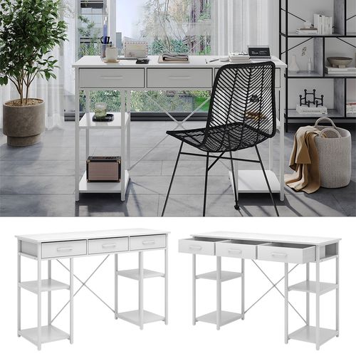 Bureau Chino 50000 Blanc 120x40cm Avec 3 Tiroirs