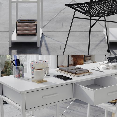 Bureau Chino 50000 Blanc 120x40cm Avec 3 Tiroirs