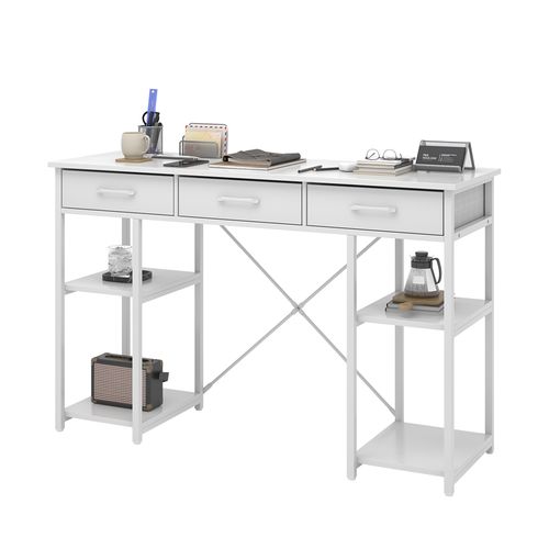 Bureau Chino 50000 Blanc 120x40cm Avec 3 Tiroirs