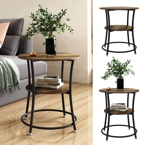 Table Basse Quebec 50002 Bois Antique 50x50cm Avec Tablette