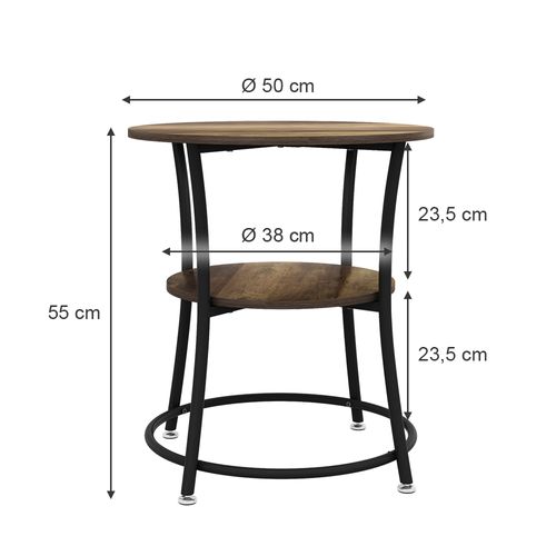 Table Basse Quebec 50002 Bois Antique 50x50cm Avec Tablette