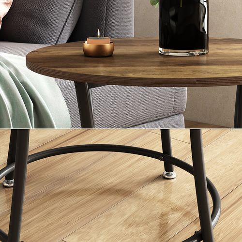 Table Basse Quebec 50002 Bois Antique 50x50cm Avec Tablette