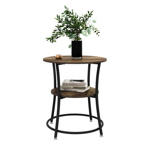 Table Basse Quebec 50002 Bois Antique 50x50cm Avec Tablette