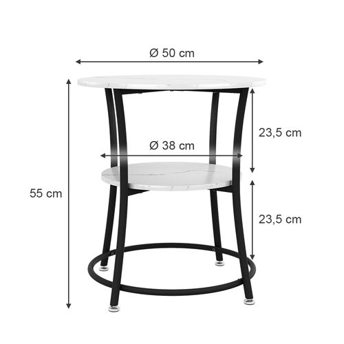 Table Basse Quebec 50003 Marbre Blanc 50x50cm Avec Tablette
