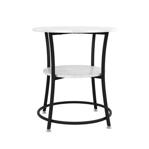 Table Basse Quebec 50003 Marbre Blanc 50x50cm Avec Tablette