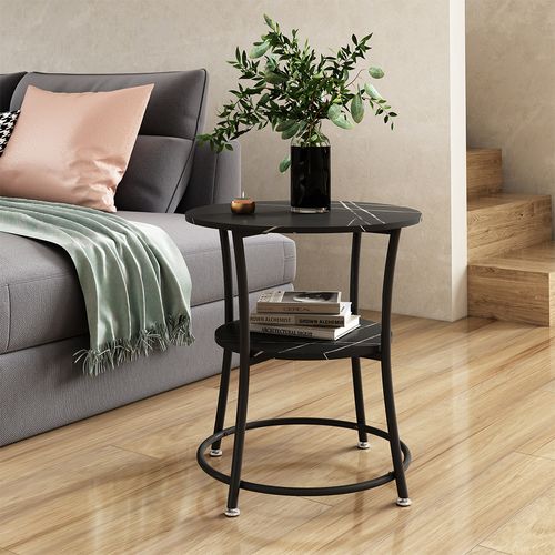 Table Basse Quebec 50004 Marbre 50x50cm Avec Tablette