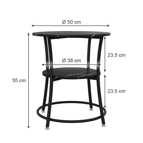 Table Basse Quebec 50004 Marbre 50x50cm Avec Tablette