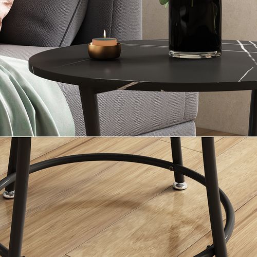 Table Basse Quebec 50004 Marbre 50x50cm Avec Tablette