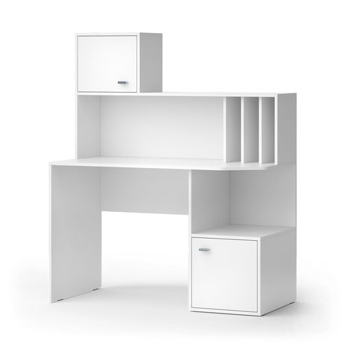 Bureau Alwin, Blanc, 115x55cm Avec 2 Portes