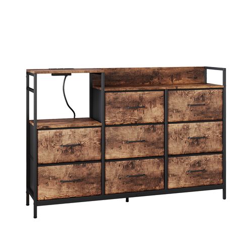 Sideboard Brian 50031 Chêne 88x30cm Avec 8 Tiroirs Et USB