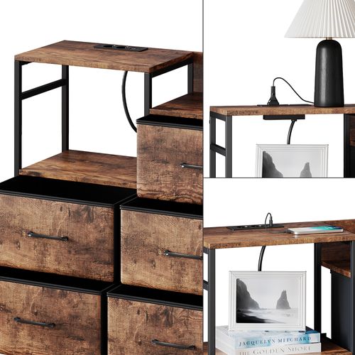 Sideboard Brian 50031 Chêne 88x30cm Avec 8 Tiroirs Et USB