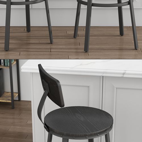 Tabouret De Bar Caracas 50037 Noir 34x102cm 2 Pièces