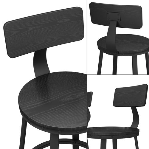 Tabouret De Bar Caracas 50037 Noir 34x102cm 2 Pièces