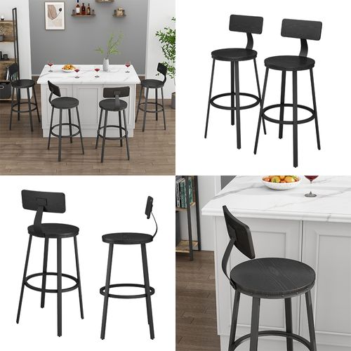 Tabouret De Bar Caracas 50037 Noir 34x102cm 2 Pièces