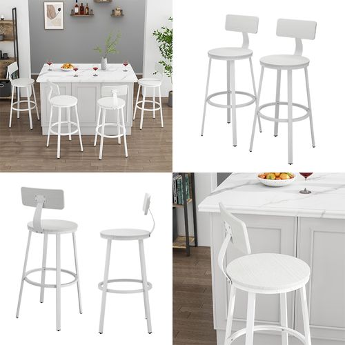 Tabouret De Bar Caracas 50038 Blanc 34x102cm Lot De 2