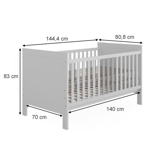 Lit Bébé Ajaton 50048 Blanc 144.4x83cm