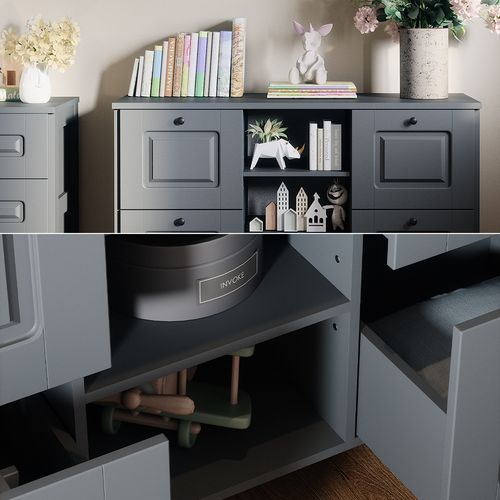 Table à Langer Ajaton 50055 Gris 133x98.4cm Avec 4 Tiroirs