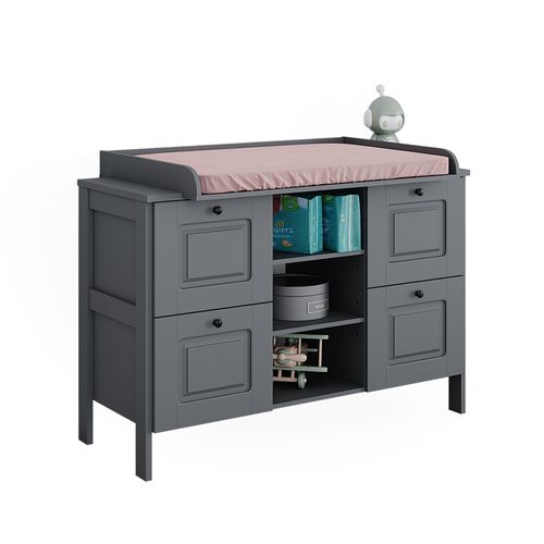 Table à Langer Ajaton 50055 Gris 133x98.4cm Avec 4 Tiroirs