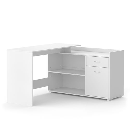Bureau Dangle Noira 50118 Blanc 135x77cm Avec Tiroir