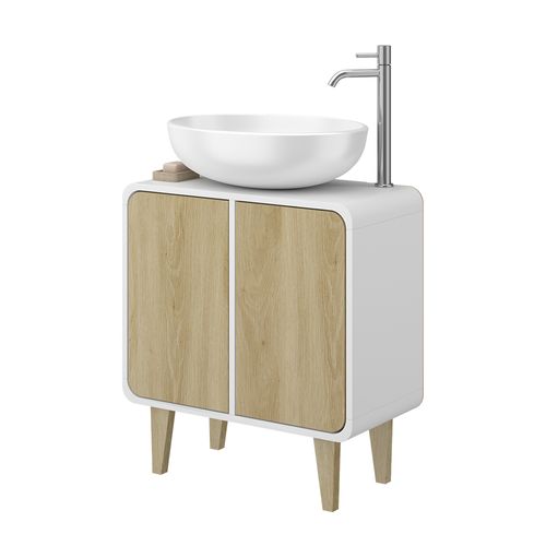 Meuble Sous Vasque  Arla 50154 Blanc/chêne 60x61cm
