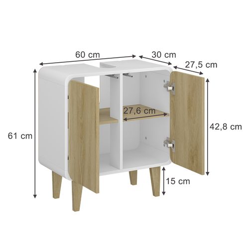 Meuble Sous Vasque  Arla 50154 Blanc/chêne 60x61cm