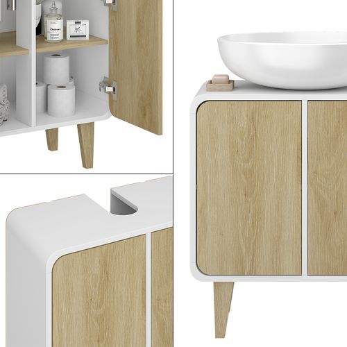 Meuble Sous Vasque  Arla 50154 Blanc/chêne 60x61cm