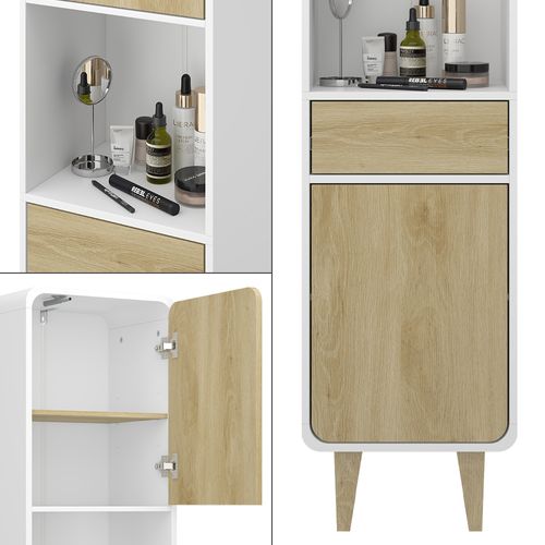 Meuble De Salle De Bain Arla 50158 Blanc/chêne 40x161cm