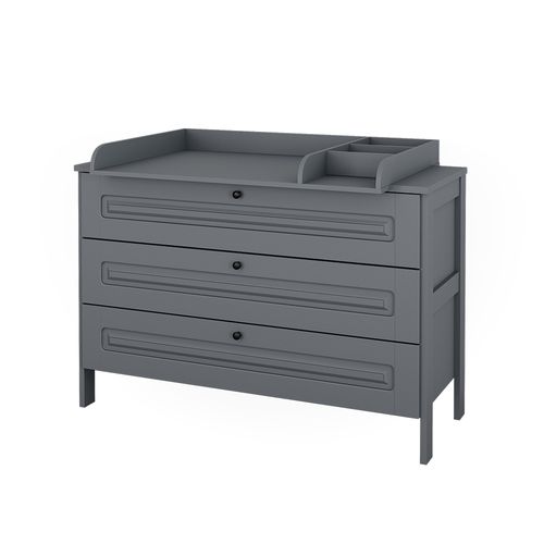 Commode à Langer Ajaton 50169 Gris 133x98.4cm Avec 3 Tiroirs